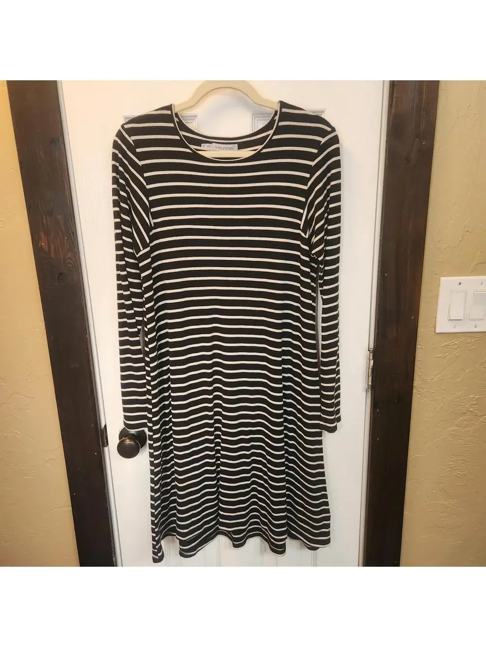 Maurices Women's Striped Long Sleeve Knee Length Dress - Size 0X - Picture 1 of 8